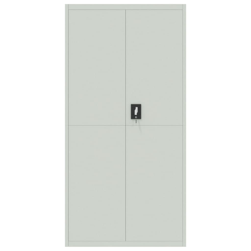 Aktenschrank Hellgrau aus pulverbeschichtetem Stahl 90x40x180 cm mit 4 Einlegeböden abschließbar Büroschrank für Archivierung und Ordnung im Büro, Homeoffice, Arbeitszimmer