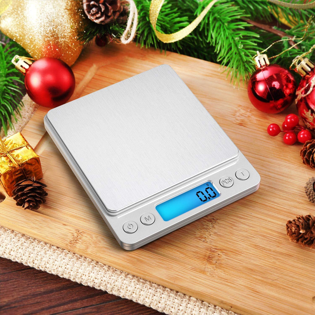 AMIR Küchenwaage, 3kg x 0,1g Digitalwaage Küchenwaage, Hohe Präzision Briefwaage mit Tara-Funktion, Stückzählung Funktion, Haushaltswaage ideal für Messen von Weihnachten backen Zutaten, Briefmarken..