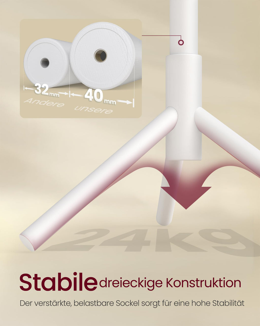 VASAGLE Garderobenständer, Kleiderständer aus Kautschukholz, 8 Haken
