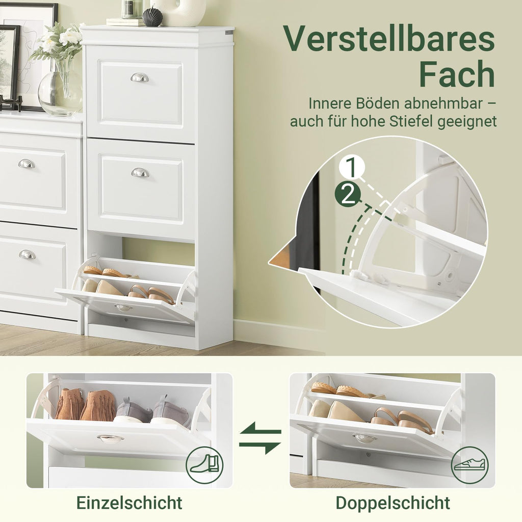 SoBuy Schuhkipper schmal mit 3 Klappen 53x117x24cm für Flur