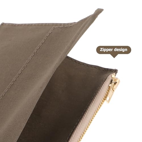 PATKAW Canvas Reißverschlusstasche für Reiseplaner, Aufbewahrungshülle für Notizbücher, multiple compartments, secure zipper design, office and journaling, Olivgrün