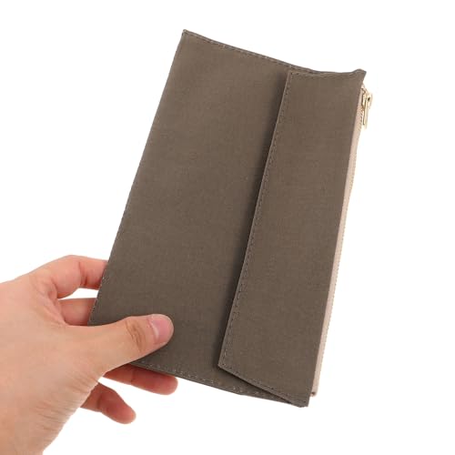 PATKAW Canvas Reißverschlusstasche für Reiseplaner, Aufbewahrungshülle für Notizbücher, multiple compartments, secure zipper design, office and journaling, Olivgrün