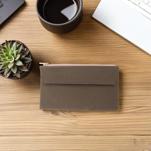 PATKAW Canvas Reißverschlusstasche für Reiseplaner, Aufbewahrungshülle für Notizbücher, multiple compartments, secure zipper design, office and journaling, Olivgrün