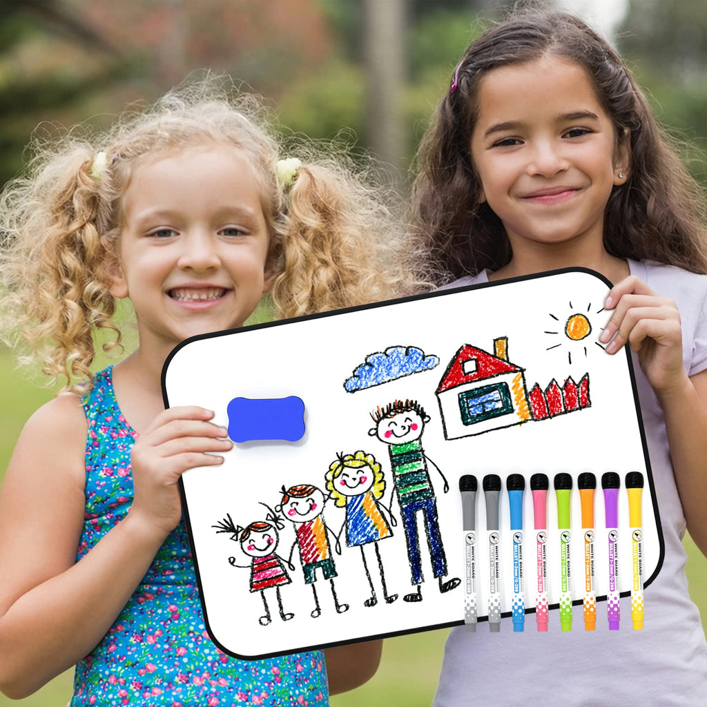 Nicpro A4 Klein Magnetisches Whiteboard, Mini Trocken abwischbar Magnettafel Doppelseitiges mit 8 Bunte Stifte Schwamm für Kinder, Schüler, Klassenzimmer, Schulmaterial, Lernen, Schreiben(21 x 30 cm)