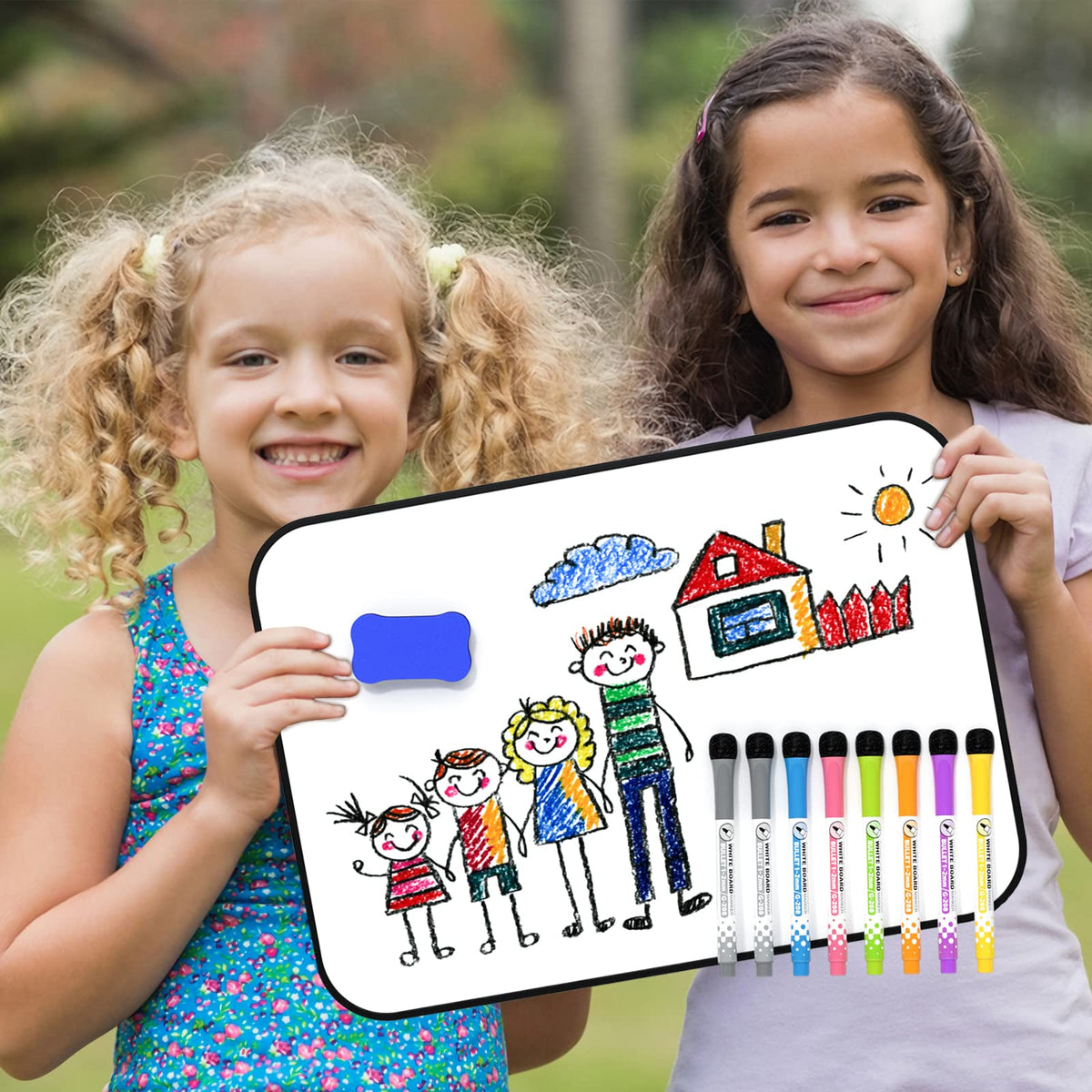 Nicpro A4 Klein Magnetisches Whiteboard, Mini Trocken abwischbar Magnettafel Doppelseitiges mit 8 Bunte Stifte Schwamm für Kinder, Schüler, Klassenzimmer, Schulmaterial, Lernen, Schreiben(21 x 30 cm)