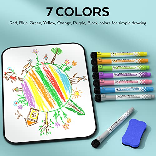 Nicpro A4 Klein Magnetisches Whiteboard, Mini Trocken abwischbar Magnettafel Doppelseitiges mit 8 Bunte Stifte Schwamm für Kinder, Schüler, Klassenzimmer, Schulmaterial, Lernen, Schreiben(21 x 30 cm)