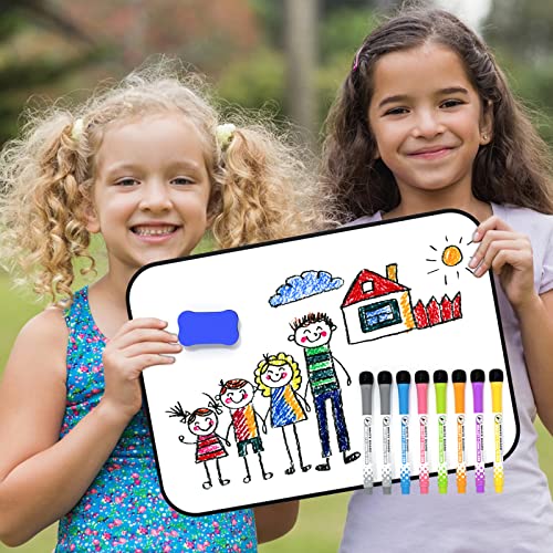 Nicpro A4 Klein Magnetisches Whiteboard, Mini Trocken abwischbar Magnettafel Doppelseitiges mit 8 Bunte Stifte Schwamm für Kinder, Schüler, Klassenzimmer, Schulmaterial, Lernen, Schreiben(21 x 30 cm)
