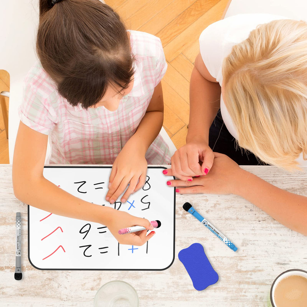 Nicpro A4 Klein Magnetisches Whiteboard, Mini Trocken abwischbar Magnettafel Doppelseitiges mit 8 Bunte Stifte Schwamm für Kinder, Schüler, Klassenzimmer, Schulmaterial, Lernen, Schreiben(21 x 30 cm)