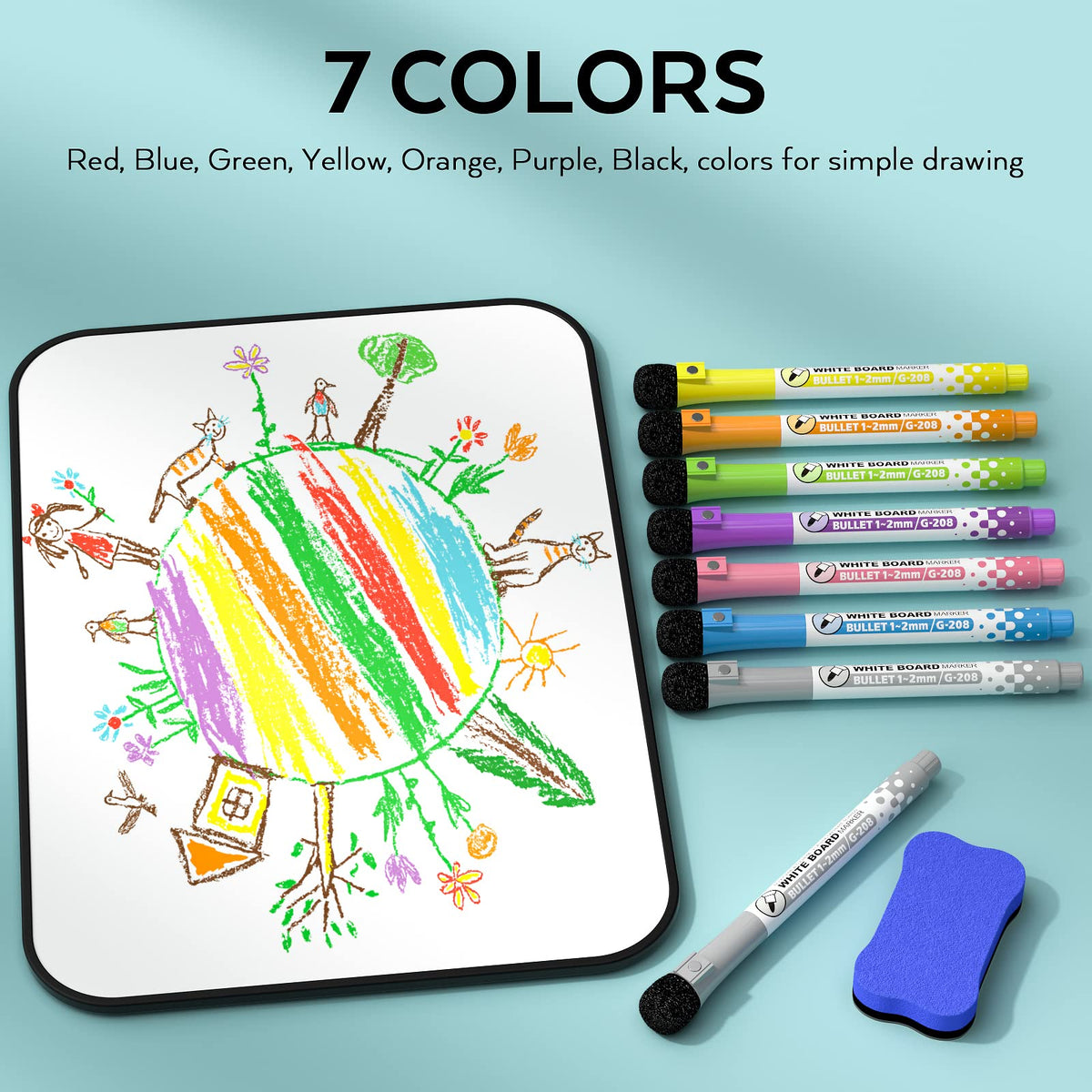 Nicpro A4 Klein Magnetisches Whiteboard, Mini Trocken abwischbar Magnettafel Doppelseitiges mit 8 Bunte Stifte Schwamm für Kinder, Schüler, Klassenzimmer, Schulmaterial, Lernen, Schreiben(21 x 30 cm)