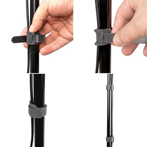 Kabel Management Klett-Kabelbinder und Clips, 100 Pack, 50 x wieder verwendbare Kabelbinder mit Schlaufe, 50 x selbstklebende Kabelklemme, in Schwarz, Kabelorganisation für Wand, Decke, Boden, PC, TV