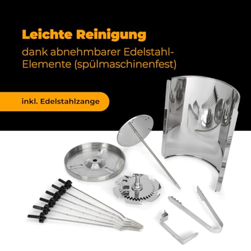 Clatronic® Döner-Vertikal-Multigrill | Multigrill Perfekt für Gyros, Kebab & mehr | Gyrosgrill für Fettfreies Grillen zuhause | Dönergrill Inkl. Drehspieß & 6 Fleischspieße | DVG 3686