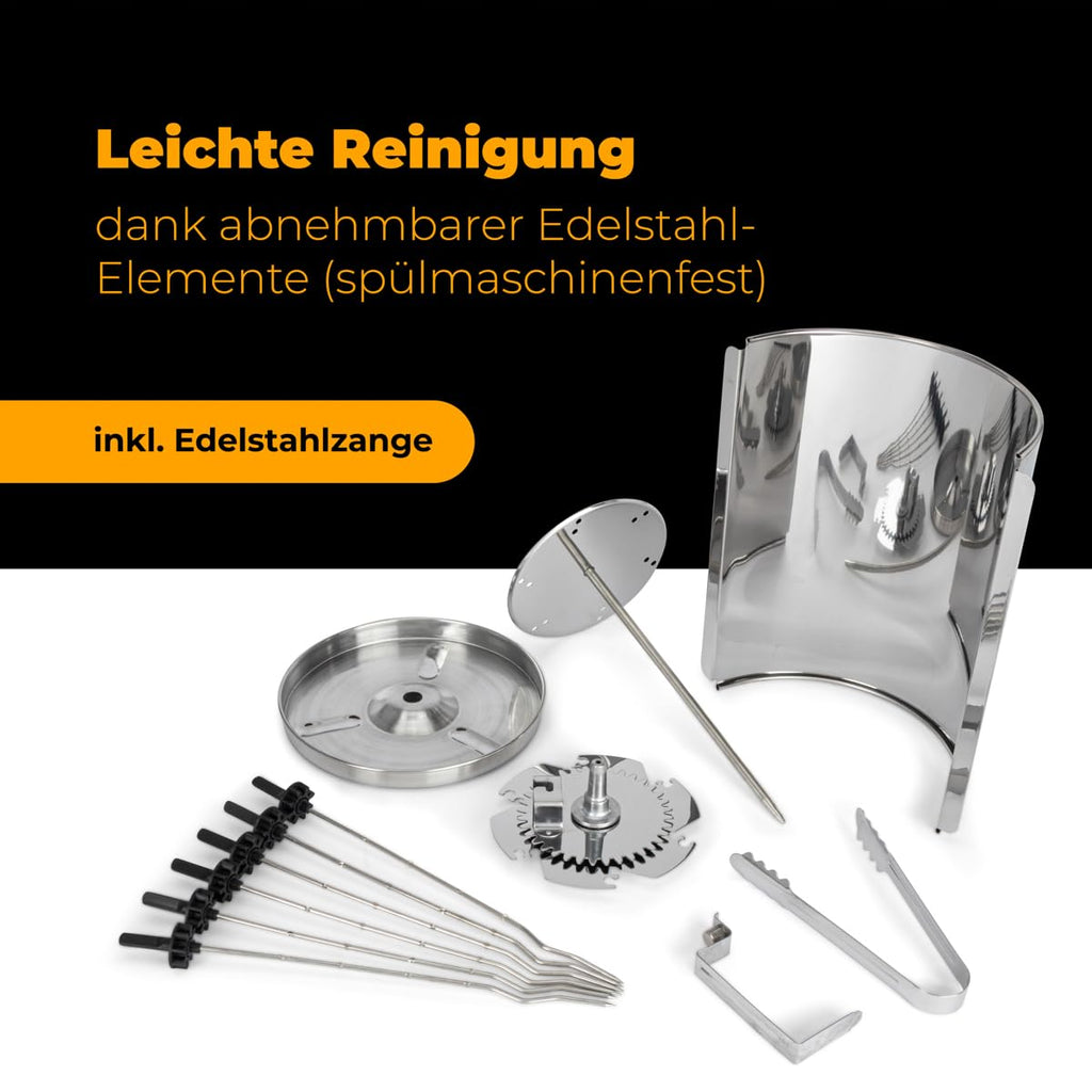 Clatronic® Döner-Vertikal-Multigrill | Multigrill Perfekt für Gyros, Kebab & mehr | Gyrosgrill für Fettfreies Grillen zuhause | Dönergrill Inkl. Drehspieß & 6 Fleischspieße | DVG 3686