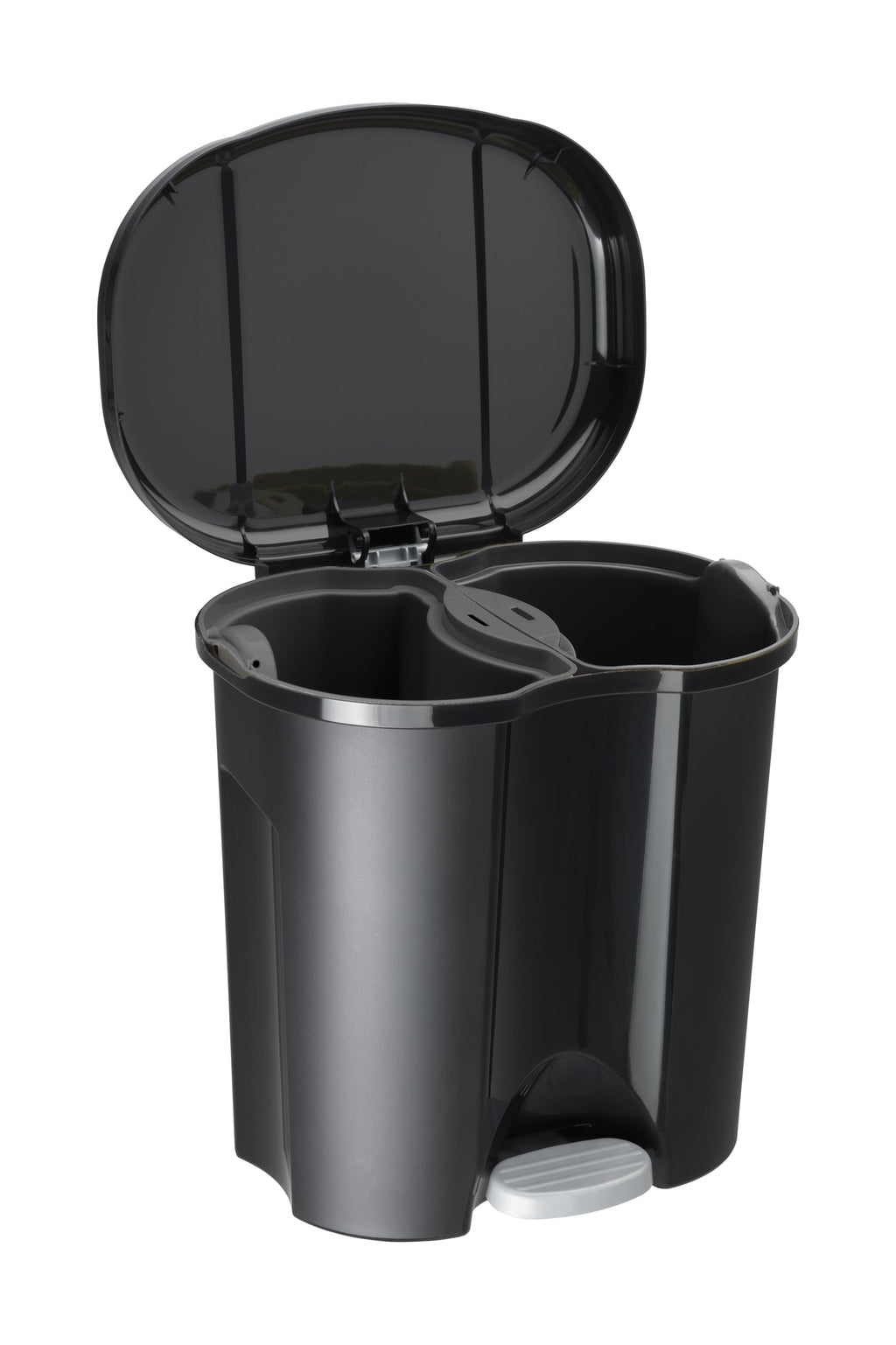 Rotho Duo Mülleimer Küche Mülleimer 2 Fächer 2 x 10 L mit Tritt Schwarz
