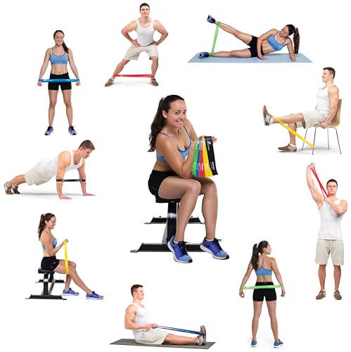 Panathletic Fitnessbänder, 5er Set – 5 Verschiedene Stärken, Übungsanleitung, E-Book, Tragebeutel – 5X Fitnessband, Gymnastikband, Widerstandsband