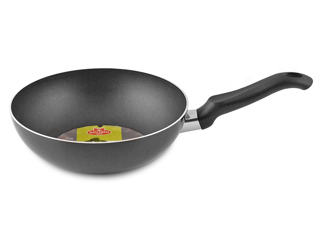 Ballarini Firenze Wok, Antihaftbeschichtung mit Griff, Rund, Aluminium, Anthrazit, 24 cm