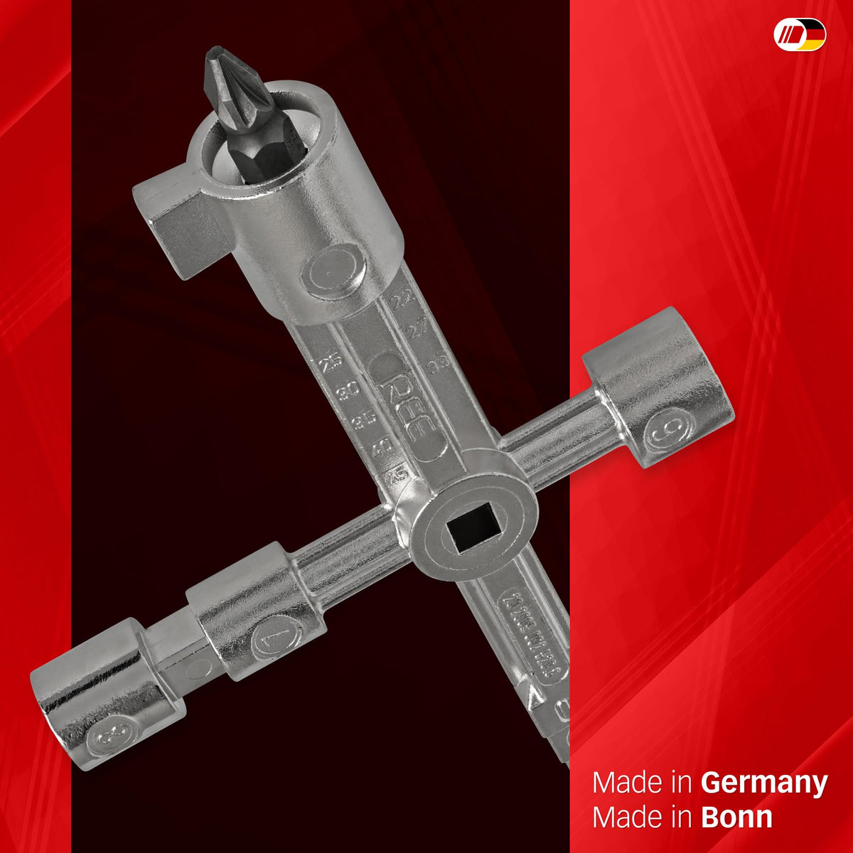 Multipick Universalschlüssel Set [magnetische Aufsätze] Schaltschrankschlüssel - Multifunktionsschlüssel Mini- 10 Profile inkl. Adapter - Universal Vierkantschlüssel - 3 Kant Schlüssel
