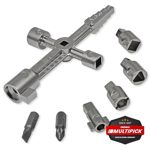 Multipick Universalschlüssel Set [magnetische Aufsätze] Schaltschrankschlüssel - Multifunktionsschlüssel Mini- 10 Profile inkl. Adapter - Universal Vierkantschlüssel - 3 Kant Schlüssel