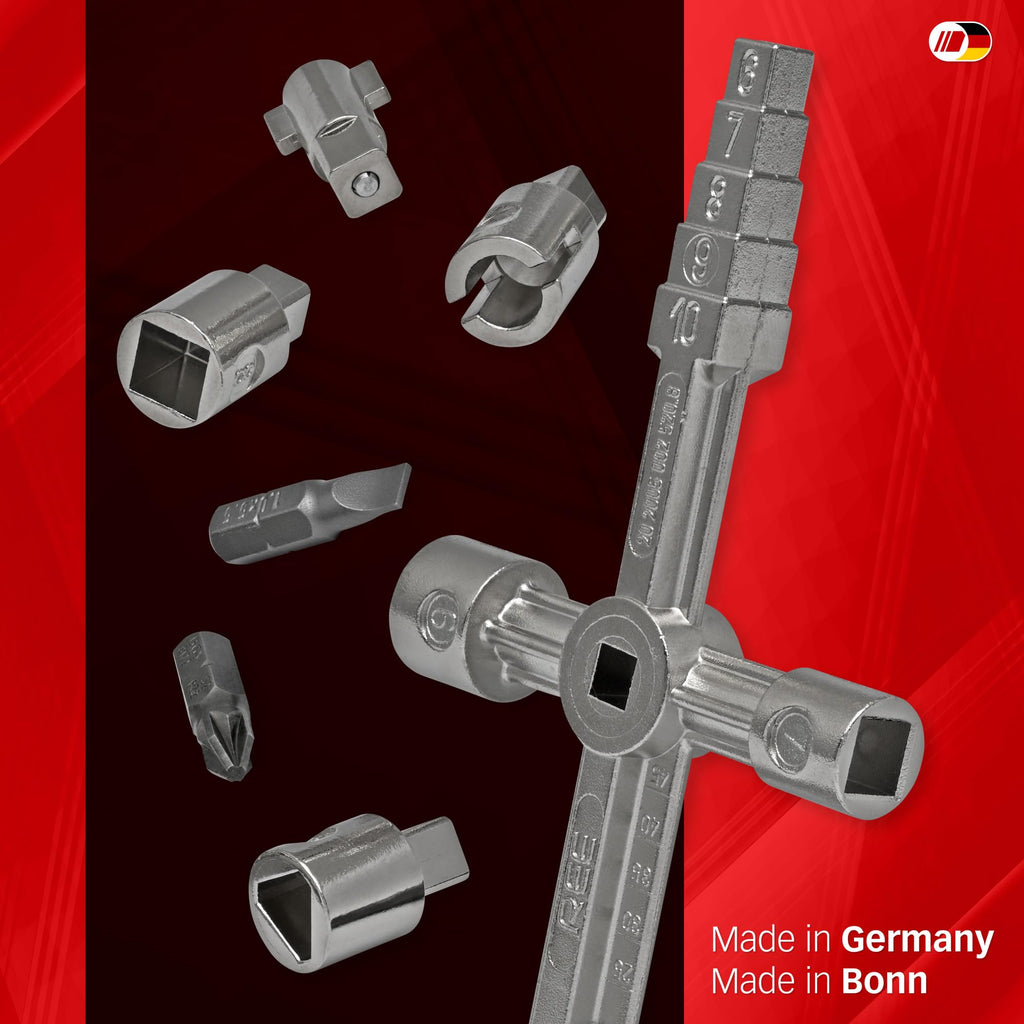 Multipick Universalschlüssel Set [magnetische Aufsätze] Schaltschrankschlüssel - Multifunktionsschlüssel Mini- 10 Profile inkl. Adapter - Universal Vierkantschlüssel - 3 Kant Schlüssel