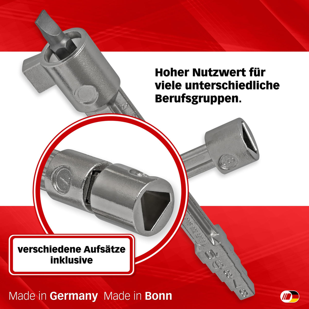 Multipick Universalschlüssel Set [magnetische Aufsätze] Schaltschrankschlüssel - Multifunktionsschlüssel Mini- 10 Profile inkl. Adapter - Universal Vierkantschlüssel - 3 Kant Schlüssel