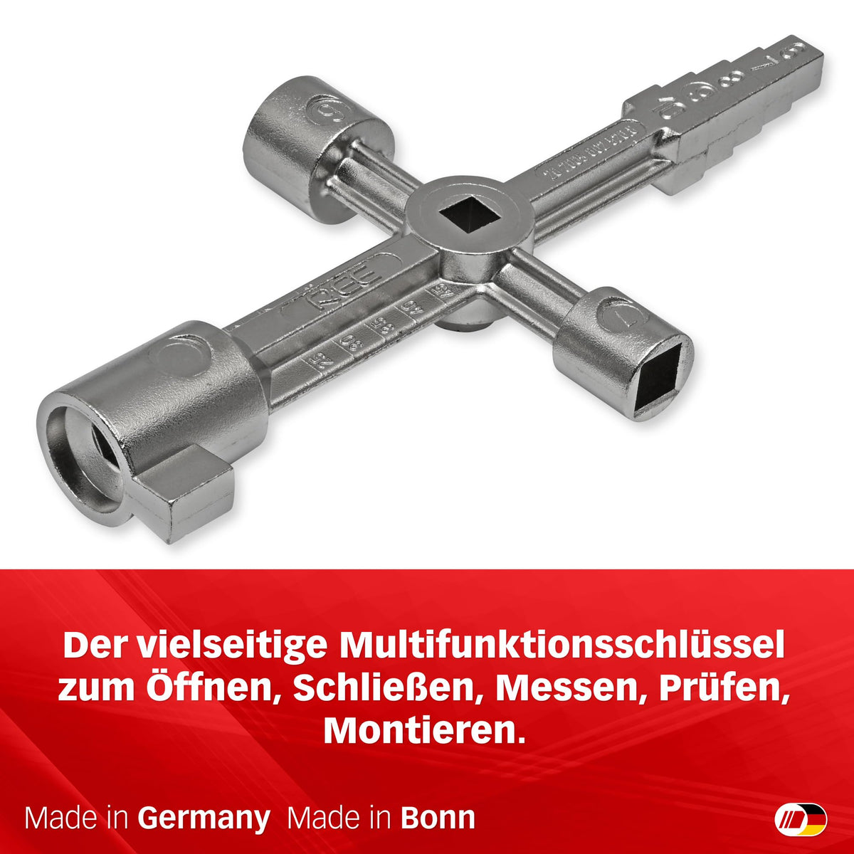 Multipick Universalschlüssel Set [magnetische Aufsätze] Schaltschrankschlüssel - Multifunktionsschlüssel Mini- 10 Profile inkl. Adapter - Universal Vierkantschlüssel - 3 Kant Schlüssel