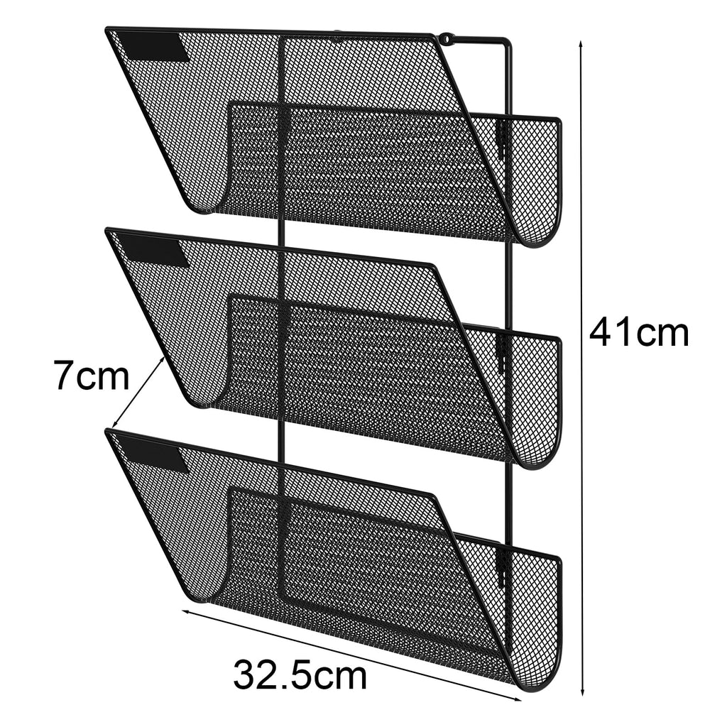 EasyPAG 3 Fächer Strapazierfähig Metall A4 Zeitschriftenhalter Wand Zeitschriften Wandhalter Aktenablage Dokumentenhalter Hängend Magazin Organizer Flyerhalter Prospektspender,Schwarz