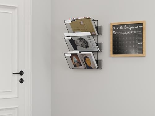 EasyPAG 3 Fächer Strapazierfähig Metall A4 Zeitschriftenhalter Wand Zeitschriften Wandhalter Aktenablage Dokumentenhalter Hängend Magazin Organizer Flyerhalter Prospektspender,Schwarz