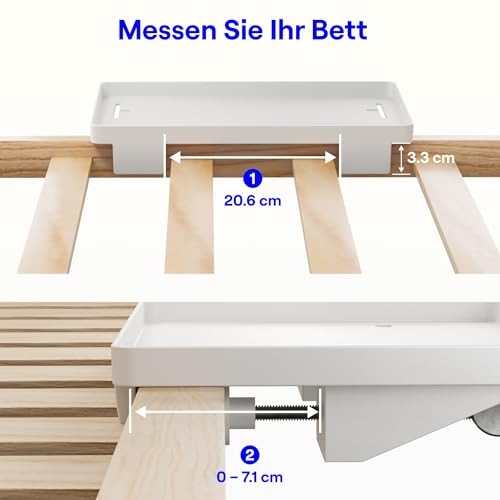BedShelfie Nachttisch Zum Einhängen Bettablage, Etagenbett und Obere Etagenbett, Essentials, Clip-On Tablett Organizer, Schlafsaal Dekoration, College Wohnheim Essentials – Kabelschnapper, Weiß