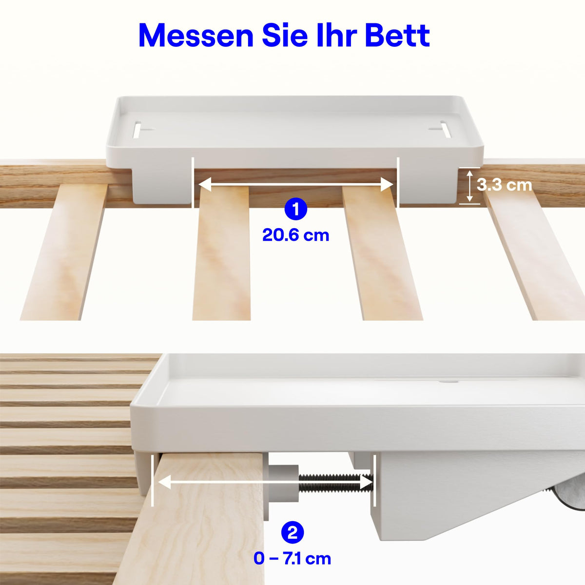 BedShelfie Nachttisch Zum Einhängen Bettablage, Etagenbett und Obere Etagenbett, Essentials, Clip-On Tablett Organizer, Schlafsaal Dekoration, College Wohnheim Essentials – Kabelschnapper, Weiß