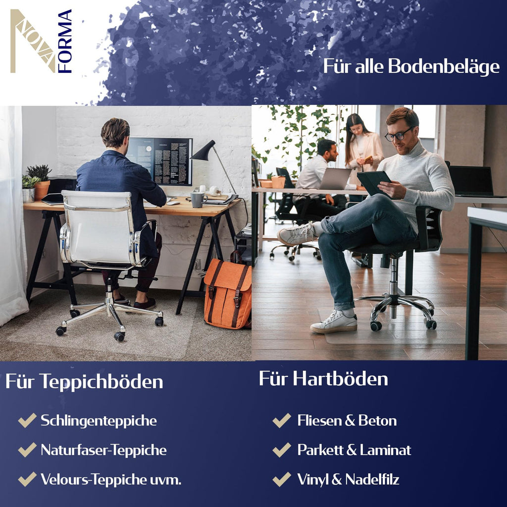 Bodenschutzmatte aus PET für Hartböden - transparent 120x150 cm