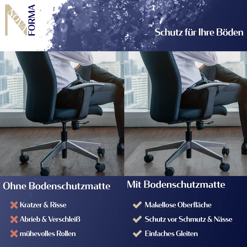 Bodenschutzmatte aus PET für Hartböden - transparent 120x150 cm