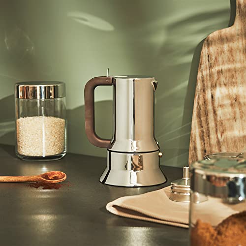 Alessi Espressomaschine 6 Tassen für Induktion, Edelstahl, silber, 15.5 x 13.5 x 27 cm, 9090/6