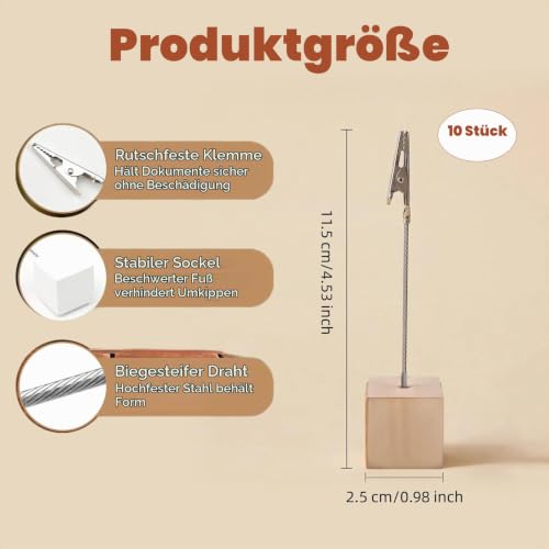10 Stück Fotohalter Holz Mit Klammern,Memo Clip Halter,Memo Clip Halter Ständer,Holz Fotoständer Postkartenhalter,Fotoständer Mit Klammern,Fotoaufsteller,Für Hausdekoration, Büro, Party, Hochzeits