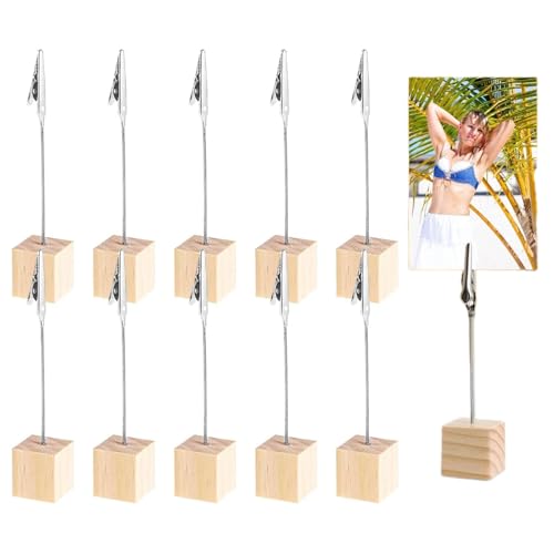 10 Stück Fotohalter Holz Mit Klammern,Memo Clip Halter,Memo Clip Halter Ständer,Holz Fotoständer Postkartenhalter,Fotoständer Mit Klammern,Fotoaufsteller,Für Hausdekoration, Büro, Party, Hochzeits