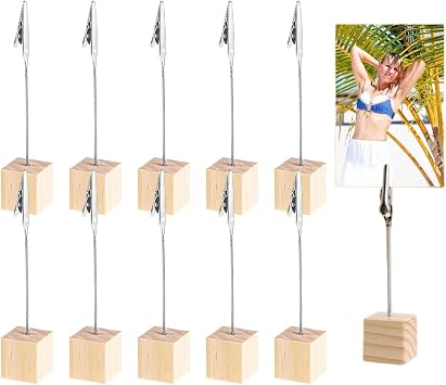 10 Stück Fotohalter Holz Mit Klammern,Memo Clip Halter,Memo Clip Halter Ständer,Holz Fotoständer Postkartenhalter,Fotoständer Mit Klammern,Fotoaufsteller,Für Hausdekoration, Büro, Party, Hochzeits