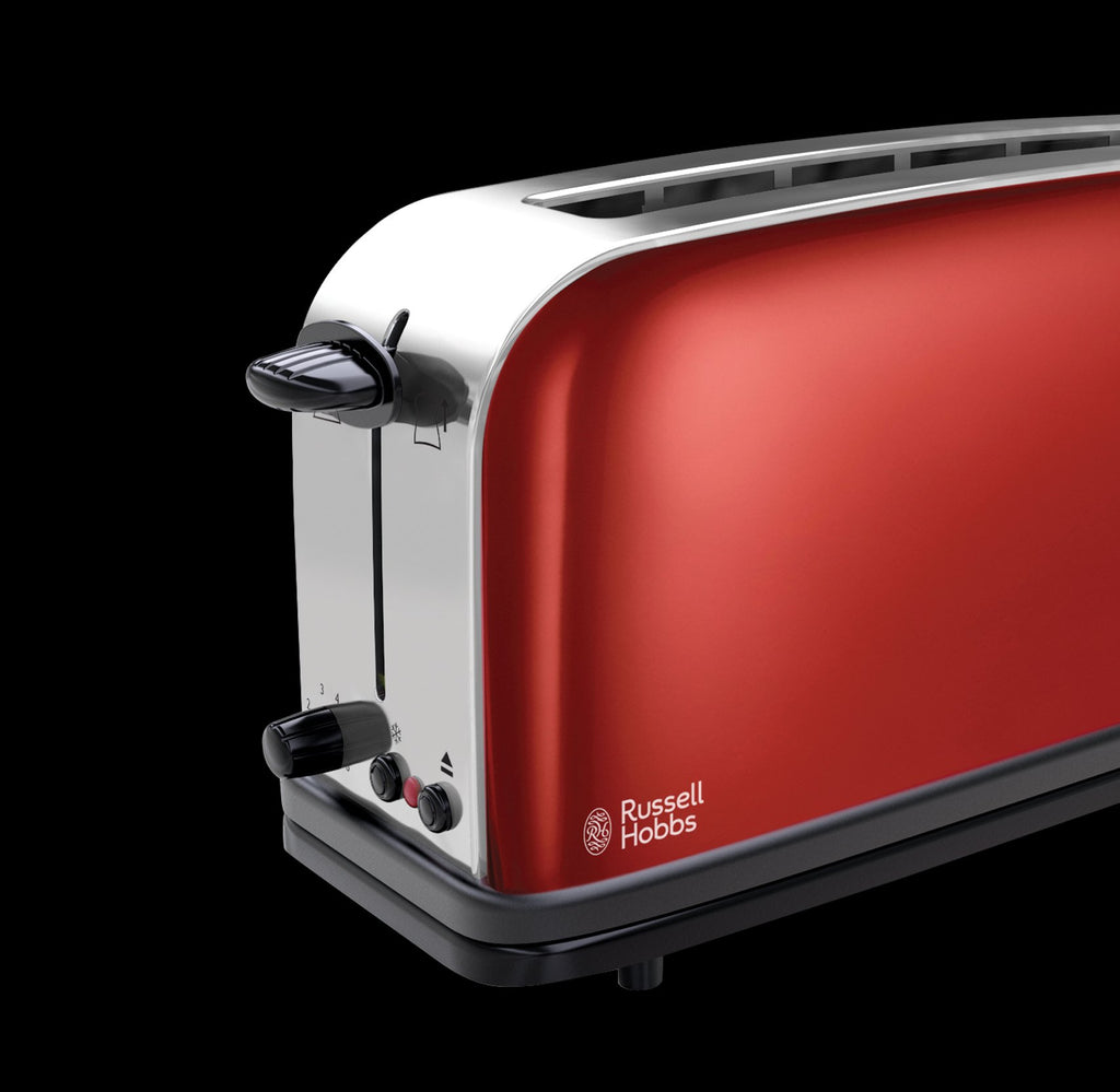 Russell Hobbs Colours+ Toaster, Rot, Langschlitz, Edelstahl, 21391-56