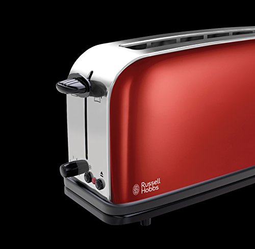 Russell Hobbs Colours+ Toaster, Rot, Langschlitz, Edelstahl, 21391-56