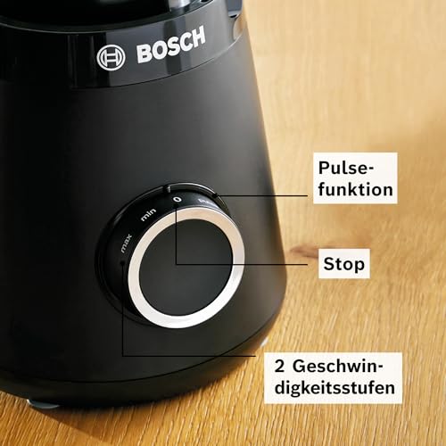 Bosch Standmixer Smoothie Maker, 30.000 U/min, 1200 W, Edelstahl-Klingen, 1,5l Kunststoff-Mixbehälter (Tritan), spülmaschinenfeste Teile, Made in Europe, VitaPower Serie 4 MMB6141B