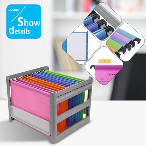 20 Stück PVC Aktenschrank A4 Hängemappen Hängemappen mit Tabs und Einsätzen für Büro, Schule, Desktop-Aktenaufbewahrung, Dateiklassifizierung