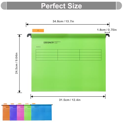 20 Stück PVC Aktenschrank A4 Hängemappen Hängemappen mit Tabs und Einsätzen für Büro, Schule, Desktop-Aktenaufbewahrung, Dateiklassifizierung