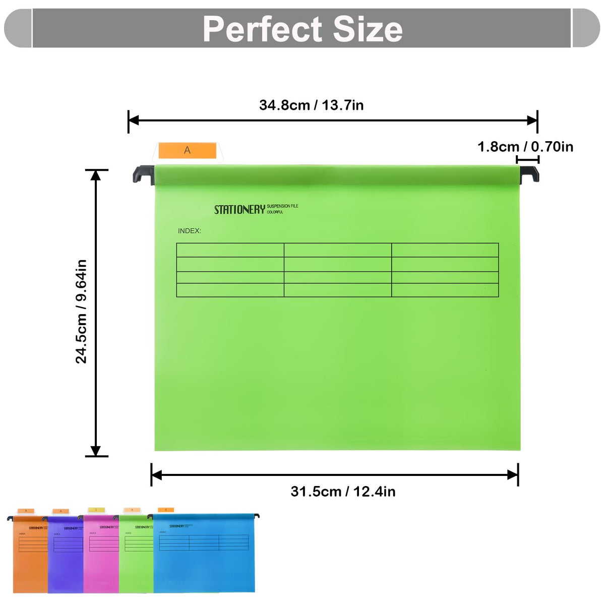 20 Stück PVC Aktenschrank A4 Hängemappen Hängemappen mit Tabs und Einsätzen für Büro, Schule, Desktop-Aktenaufbewahrung, Dateiklassifizierung