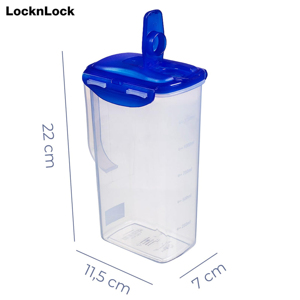 LocknLock CLASSIC Saftkanne mit Deckel und Griff | 1,5L | 16,5 × 9,7 × 22,7 cm | Wasser-& Luftdichte Milchkanne mit Deckel | BPA-Frei | Karaffe Kühlschranktür | Krug Kunststoff