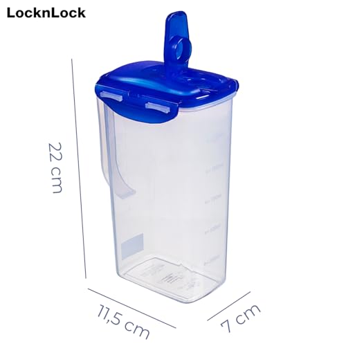 LocknLock CLASSIC Saftkanne mit Deckel und Griff | 1,5L | 16,5 × 9,7 × 22,7 cm | Wasser-& Luftdichte Milchkanne mit Deckel | BPA-Frei | Karaffe Kühlschranktür | Krug Kunststoff