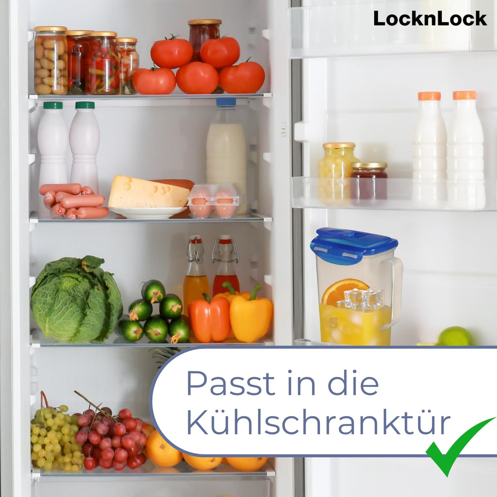 LocknLock CLASSIC Saftkanne mit Deckel und Griff | 1,5L | 16,5 × 9,7 × 22,7 cm | Wasser-& Luftdichte Milchkanne mit Deckel | BPA-Frei | Karaffe Kühlschranktür | Krug Kunststoff