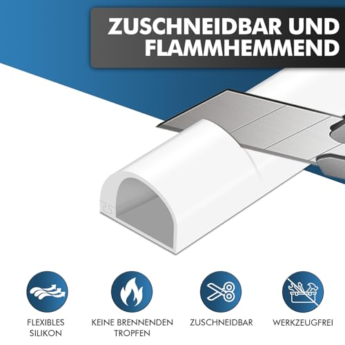 shinfly 1m Mini Kabelkanal Weiß Selbstklebend, Kabelschacht für EIN Kabel
