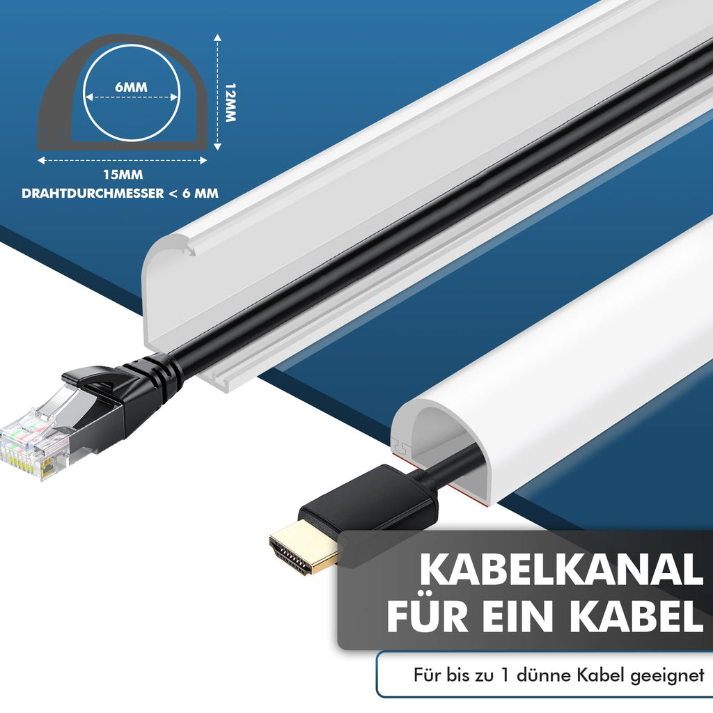 shinfly 1m Mini Kabelkanal Weiß Selbstklebend, Kabelschacht für EIN Kabel