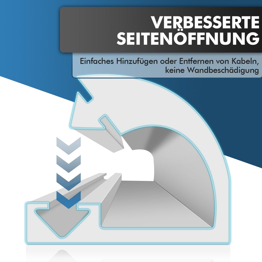 shinfly 1m Mini Kabelkanal Weiß Selbstklebend, Kabelschacht für EIN Kabel