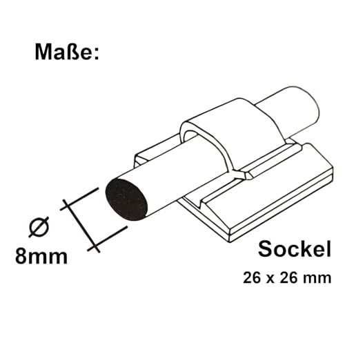 20 Stück Kabelhalter 8mm weiß selbstklebend 3M Kabelclips Kabelführung Kabelmanagement für den Schreibtisch USB Ladekabel Kabelklemmen Stromkabel Audiokabel KFZ