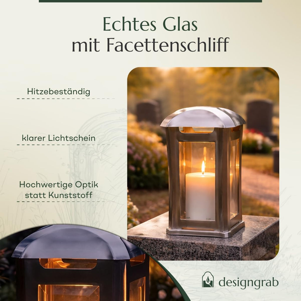 designgrab Grablampe Venezia Edelstahl silberfarben 13×13×24 cm – Kristallglas & Magnetverschluss
