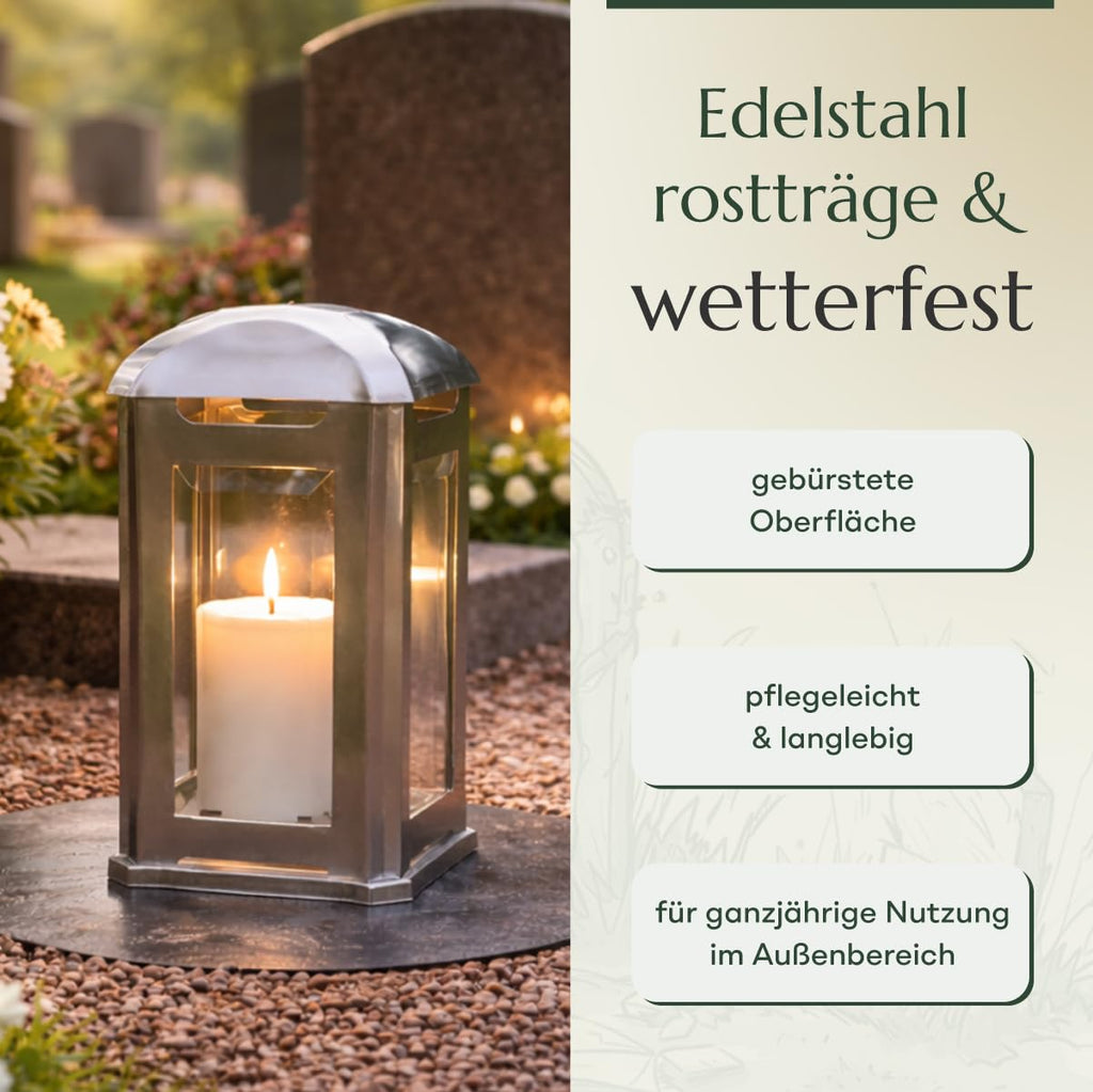 designgrab Grablampe Venezia Edelstahl silberfarben 13×13×24 cm – Kristallglas & Magnetverschluss