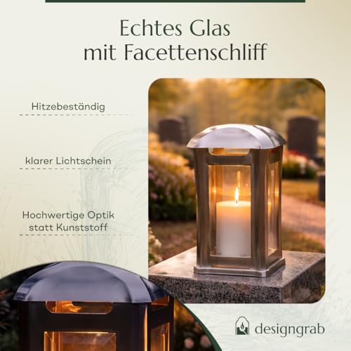 designgrab Grablampe Venezia Edelstahl silberfarben 13×13×24 cm – Kristallglas & Magnetverschluss